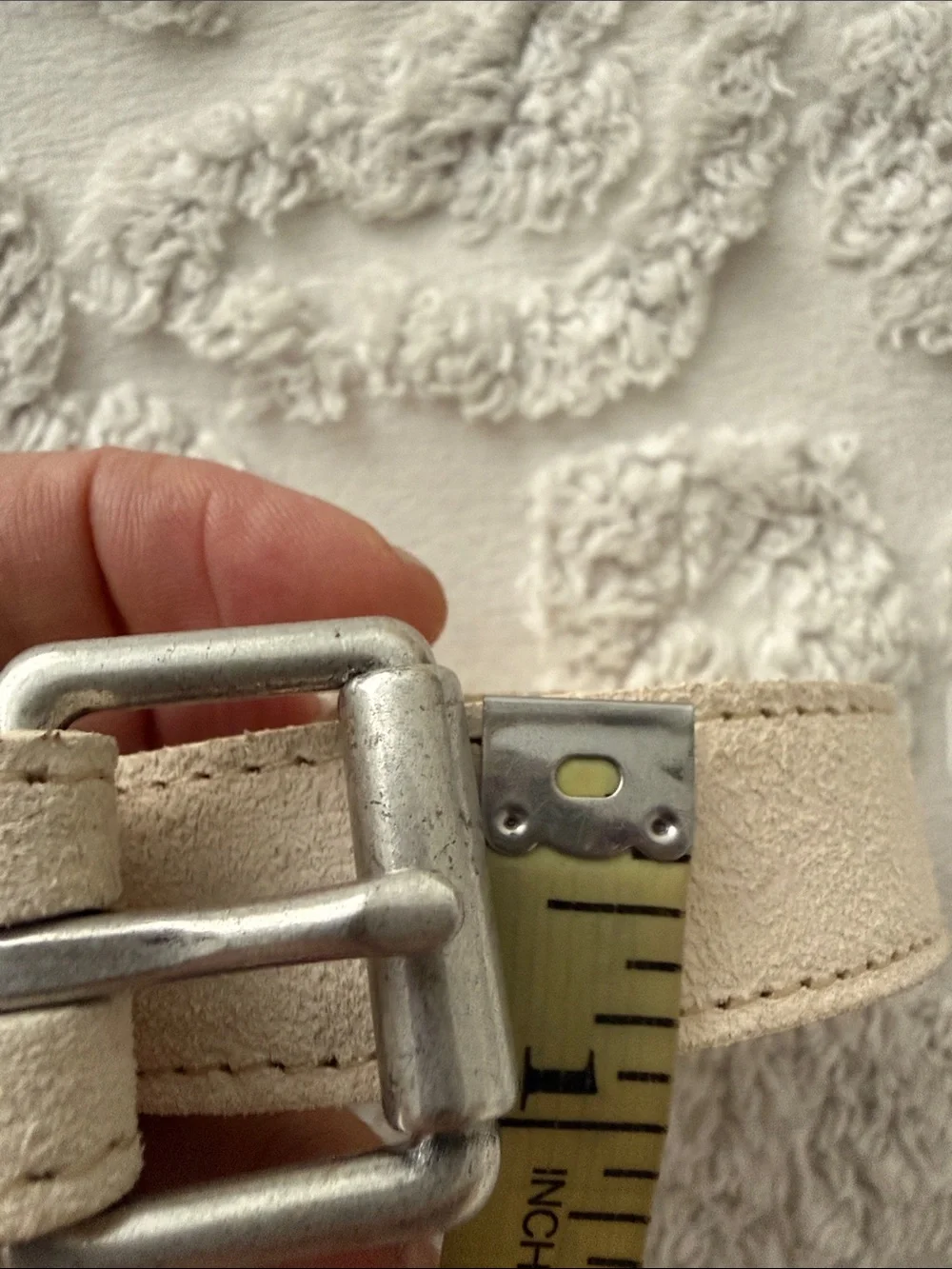 Banana Republic Suede Ivory Trouser Belt with Silver Buckle